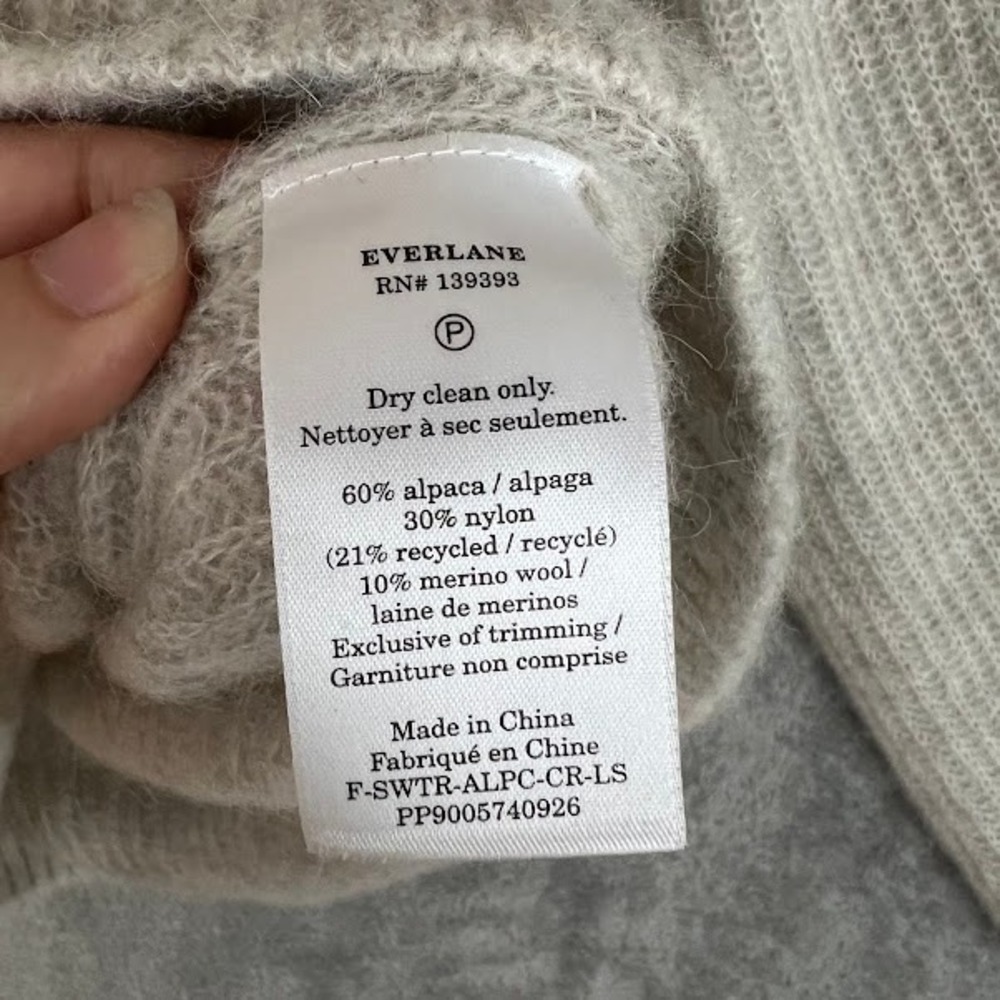 Everlane The Cocoon Crew Sweater Womens XXS Grey Alpaca Cozy Quiet Luxury Luxe - Picture 6 of 8